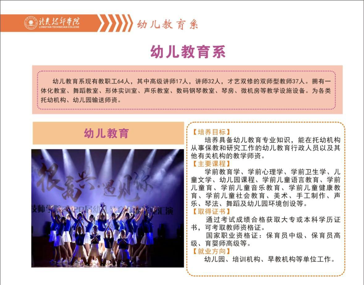 龍巖技師學院幼兒教育系專業(yè)