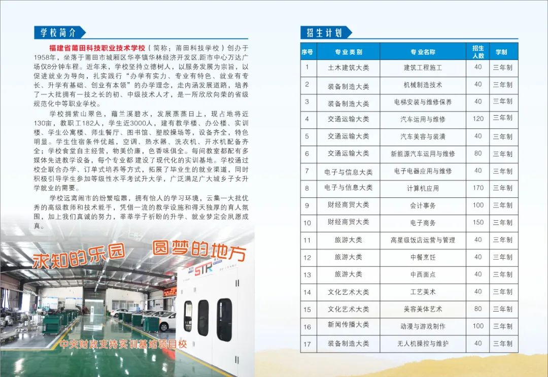 2023莆田科技職業(yè)學(xué)校招生簡章